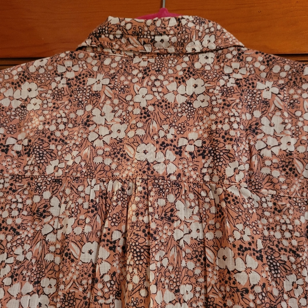 Anthropologie Sasha Smocked Boyfriend Buttondown Pink Size Small - Picture 5 of 9
